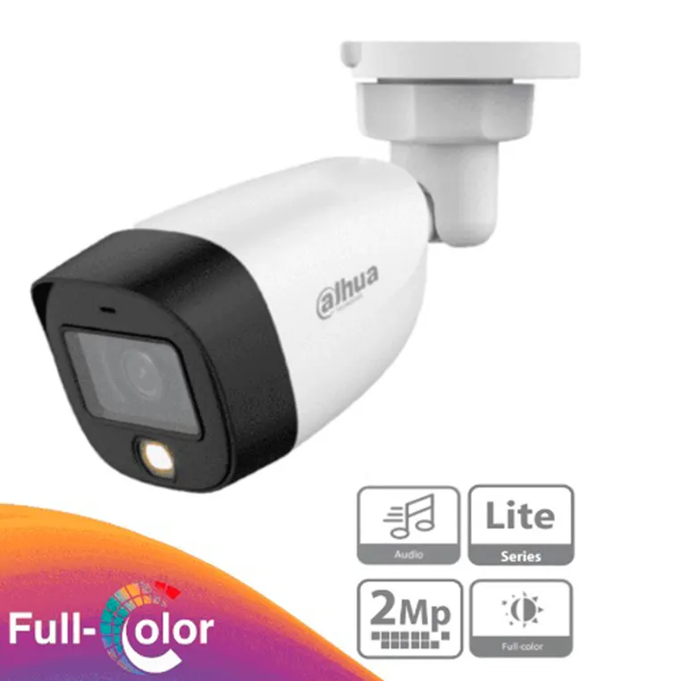 Cámara Bullet Full Color 1080p/ Lente de 2.8 mm/ Micrófono Integrado/ Luz Blanca de 20 Mts/ IP67/ Soporta CVI/AHD y CVBS 