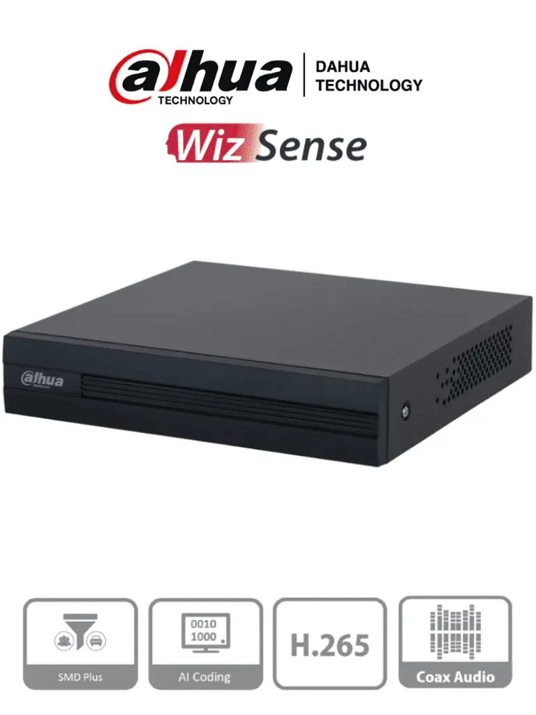 DVR de 8 Canales 1080p Lite WizSense. Soporta H.265+, hasta 10 canales IP, y 4 canales con SMD Plus para detección avanzada. Incluye búsqueda inteligente de personas y vehículos y codificación inteligente 